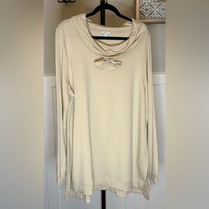 Daily Ritual Cowl Neck Long Sleeve Tunic Top Size XXL Beige New